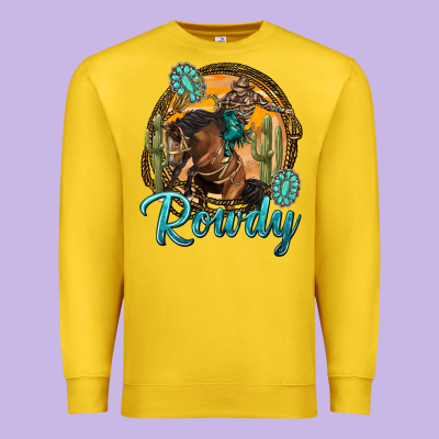 Western Rowdy Premium Sweatshirt Designed By Nancycooperartshop