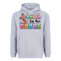 Heather Grey saved by his grace Heavyweight Hoodie - MaliasSmallBusiness