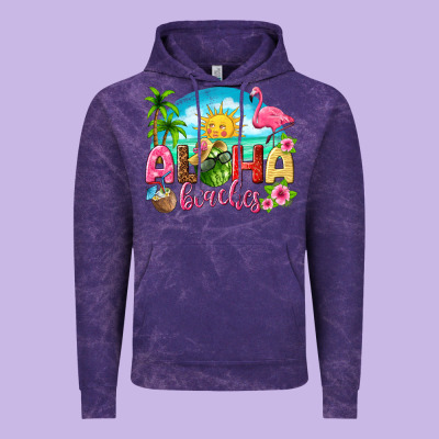 Aloha Beaches Vintage Hoodie Designed By Texasbilliewilder