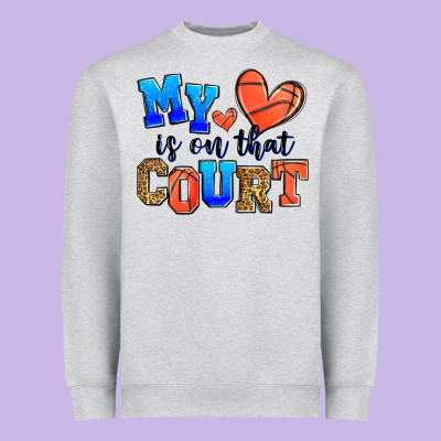 My Heart Is On That Court Basketball Heavyweight Sweatshirt Designed By Zillion Design Studio
