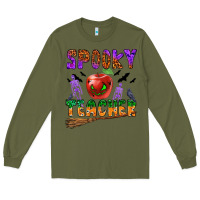 Army Green spooky teacher Long Sleeve Tee - BundleAndBundleShop