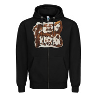Black hand drawn cowhide cow fur Zipper Hoodie - BarkalooDesign