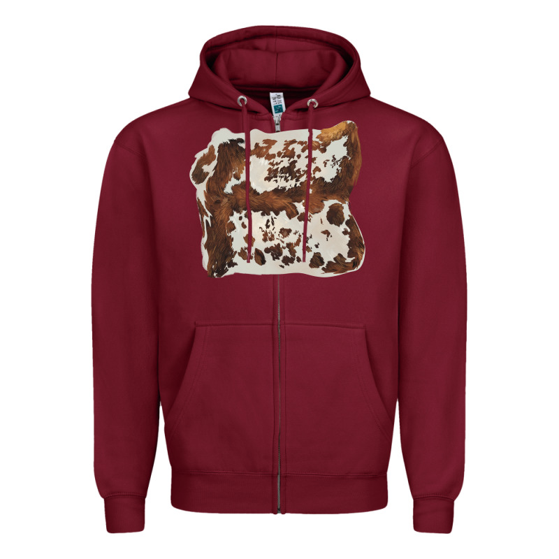 Hand Drawn Cowhide Cow Fur Zipper Hoodie by BarkalooDesign | Teevron