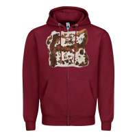 Burgundy hand drawn cowhide cow fur Zipper Hoodie - BarkalooDesign