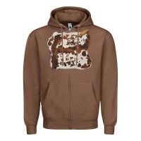 Chestnut hand drawn cowhide cow fur Zipper Hoodie - BarkalooDesign