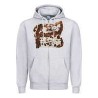 Heather Grey hand drawn cowhide cow fur Zipper Hoodie - BarkalooDesign