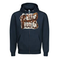 Navy hand drawn cowhide cow fur Zipper Hoodie - BarkalooDesign