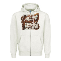 Oatmeal Heather hand drawn cowhide cow fur Zipper Hoodie - BarkalooDesign