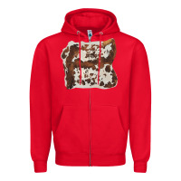 Red hand drawn cowhide cow fur Zipper Hoodie - BarkalooDesign