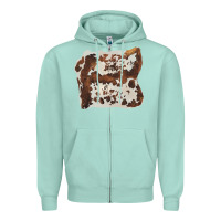 Seafoam hand drawn cowhide cow fur Zipper Hoodie - BarkalooDesign