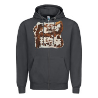 Smoke hand drawn cowhide cow fur Zipper Hoodie - BarkalooDesign