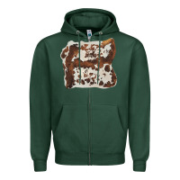 Sports Green hand drawn cowhide cow fur Zipper Hoodie - BarkalooDesign