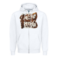 White hand drawn cowhide cow fur Zipper Hoodie - BarkalooDesign