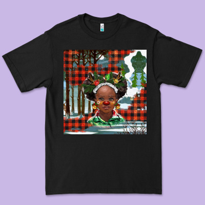 Christmas African Girl Premium Tee Designed By Barkaloodesign