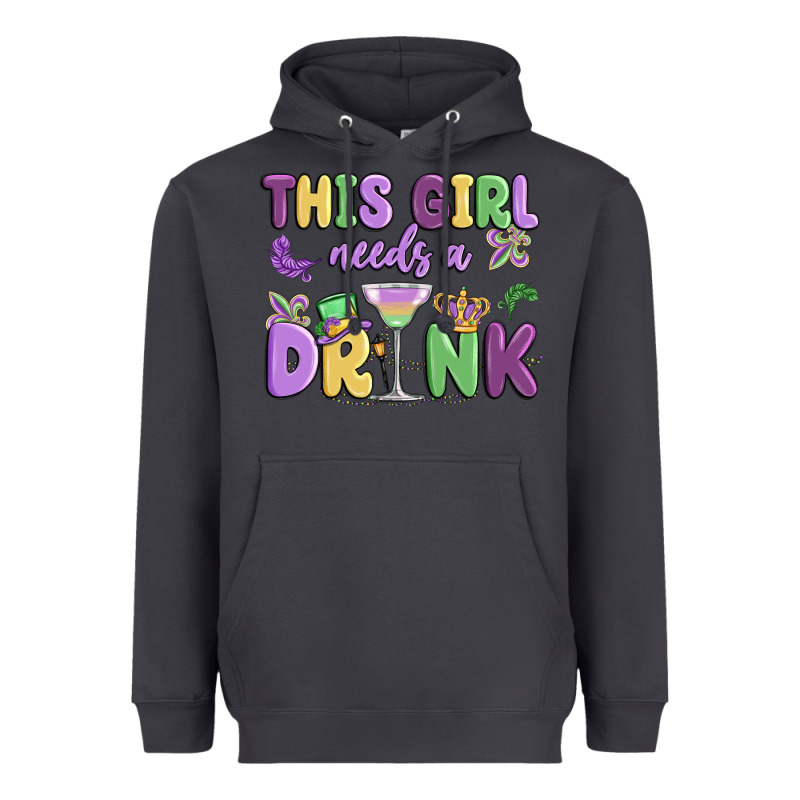 This Girl Needs A Drink Heavyweight Hoodie by MaliasSmallBusiness | Teevron