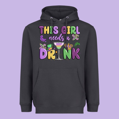 This Girl Needs A Drink Heavyweight Hoodie Designed By Maliassmallbusiness