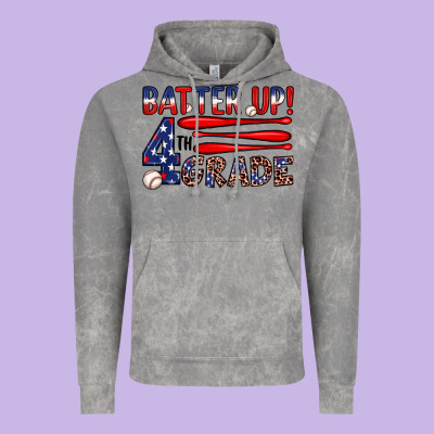 Batter Up 4th Grade Vintage Hoodie Designed By Jahusdesignshop