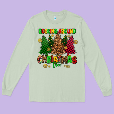 Rocking Around The Christmas Tree Long Sleeve Tee Designed By Adodesignshop