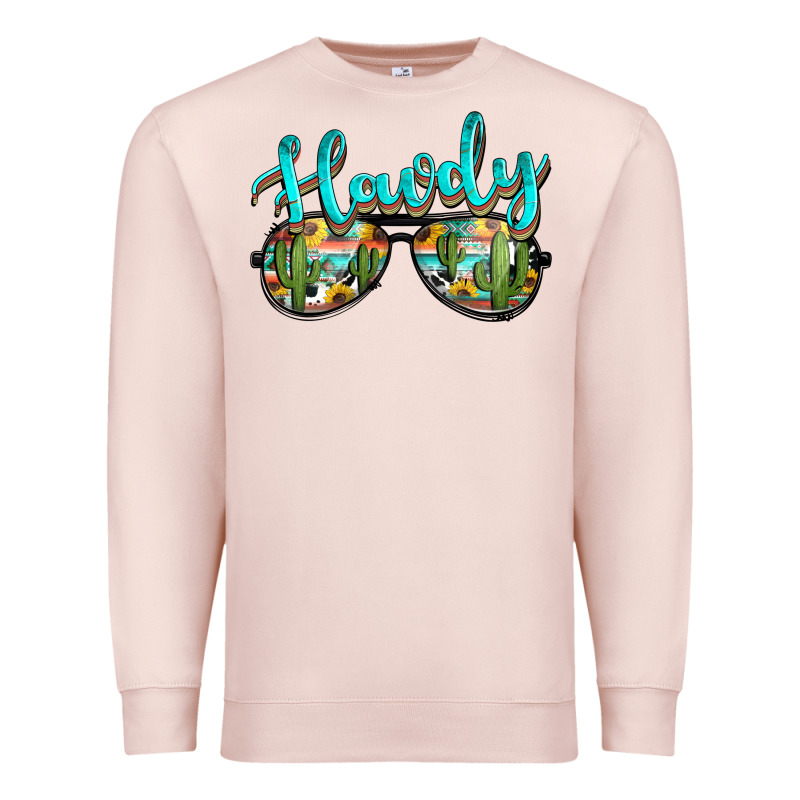 Western Howdy Police Sunglasses Premium Sweatshirt by NancyCooperArtShop | Teevron