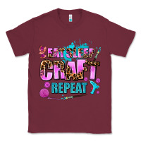 Burgundy eat sleep craft repeat Classic Tee - AdoDesignShop