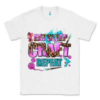 White eat sleep craft repeat Classic Tee - AdoDesignShop