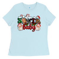 Baby Blue santa baby with santa and christmas tree cake Ladies Tee - AdoDesignShop