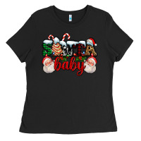 Black santa baby with santa and christmas tree cake Ladies Tee - AdoDesignShop