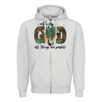 Dove Grey with god all things are possible gemstone cross Zipper Hoodie - Jasminsmagicworld