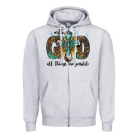Heather Grey with god all things are possible gemstone cross Zipper Hoodie - Jasminsmagicworld
