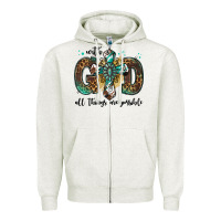 Oatmeal Heather with god all things are possible gemstone cross Zipper Hoodie - Jasminsmagicworld