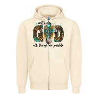 Sandshell with god all things are possible gemstone cross Zipper Hoodie - Jasminsmagicworld