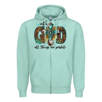 Seafoam with god all things are possible gemstone cross Zipper Hoodie - Jasminsmagicworld