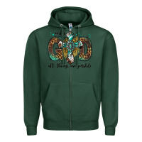 Sports Green with god all things are possible gemstone cross Zipper Hoodie - Jasminsmagicworld