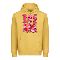 Antique Gold love with lips Premium Hoodie - LillyAllenDesigns