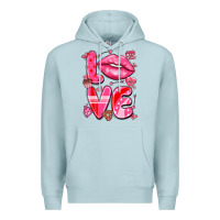 Blue Mist love with lips Premium Hoodie - LillyAllenDesigns