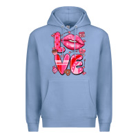 Colony Blue love with lips Premium Hoodie - LillyAllenDesigns