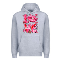 Heather Grey love with lips Premium Hoodie - LillyAllenDesigns