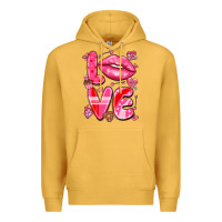 Mustard love with lips Premium Hoodie - LillyAllenDesigns