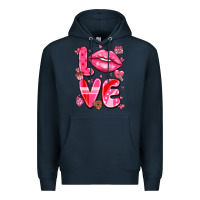 Navy love with lips Premium Hoodie - LillyAllenDesigns