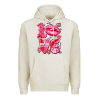 Oatmeal Heather love with lips Premium Hoodie - LillyAllenDesigns