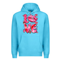 Ocean Blue love with lips Premium Hoodie - LillyAllenDesigns