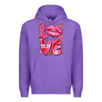 Purple love with lips Premium Hoodie - LillyAllenDesigns