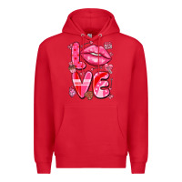 Red love with lips Premium Hoodie - LillyAllenDesigns