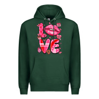 Sports Green love with lips Premium Hoodie - LillyAllenDesigns
