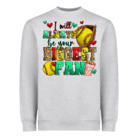 Heather Grey i will always be your biggest fan softball Heavyweight Sweatshirt - Zillion Design Studio