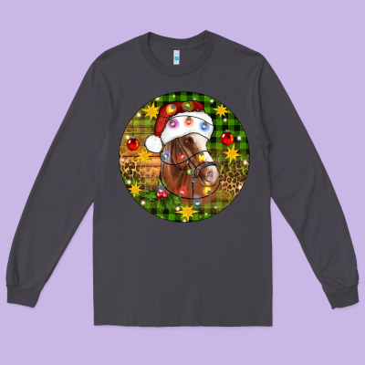 Christmas Horse Long Sleeve Tee Designed By Artiststas