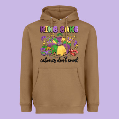King Cake Calories Don't Count Heavyweight Hoodie Designed By Maliassmallbusiness