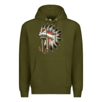 Army Green indian headress Premium Hoodie - AdoDesignShop