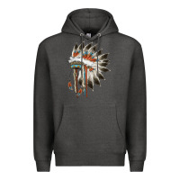 Charcoal Heather indian headress Premium Hoodie - AdoDesignShop