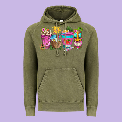 Aloha Coffe Cups Vintage Hoodie Designed By Texasbilliewilder